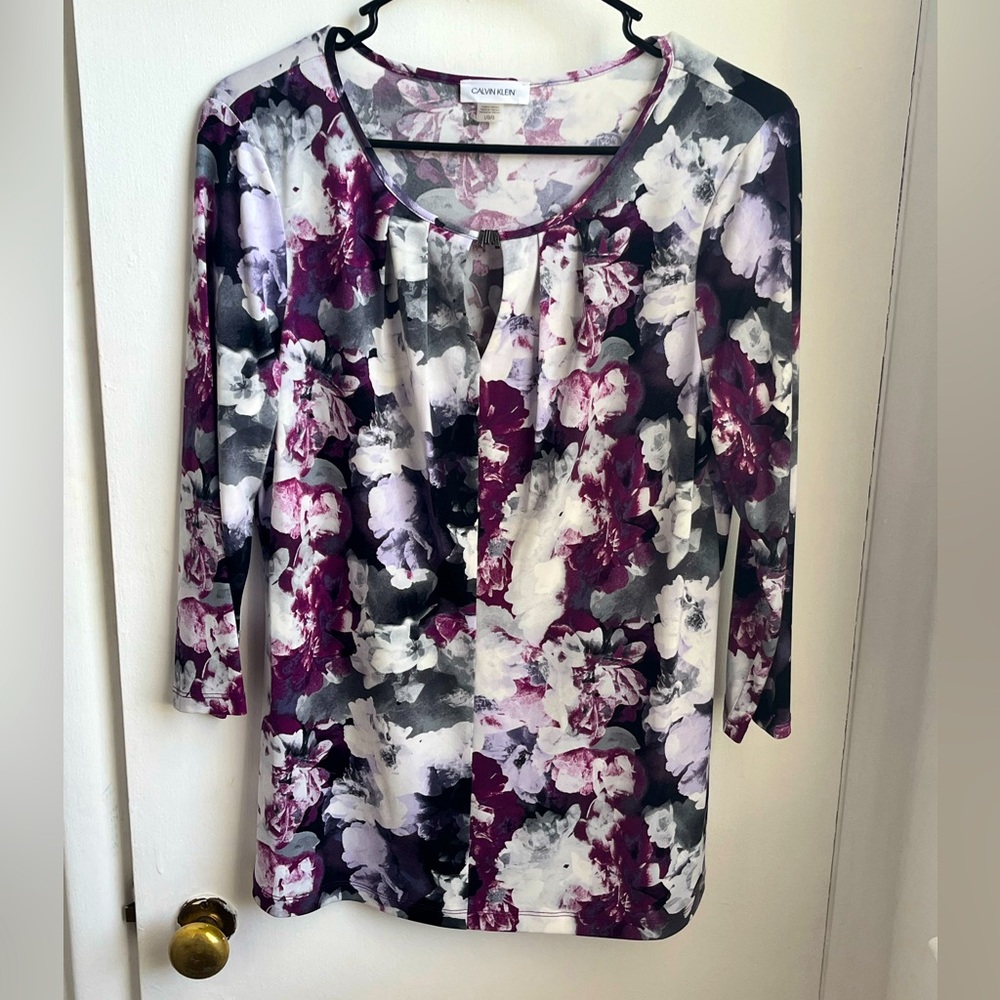 Calvin Klein Purple Floral Top - L